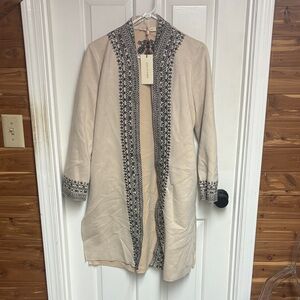 Solitaire Cream and Black Embroidered Coat